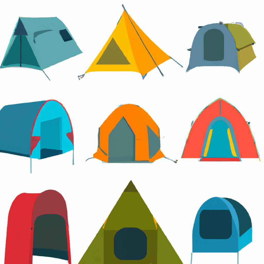 A tenting and camping site with spacious pitches surrounded by lush greenery and towering trees. A crackling campfire in the center, with cozy tents and hammocks set up for guests. The sun setting in the background, creating a warm and inviting atmosphere.