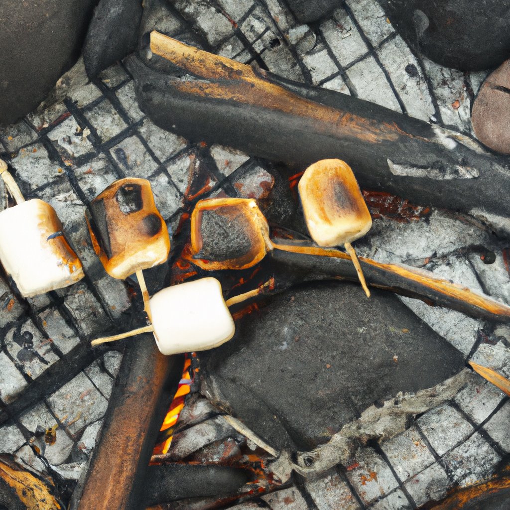 camping, outdoors, campfire, smores, roasting sticks