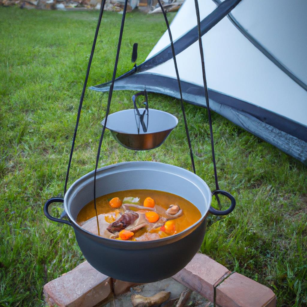 camping, campfire, cooking, one-pot meal, camping trip