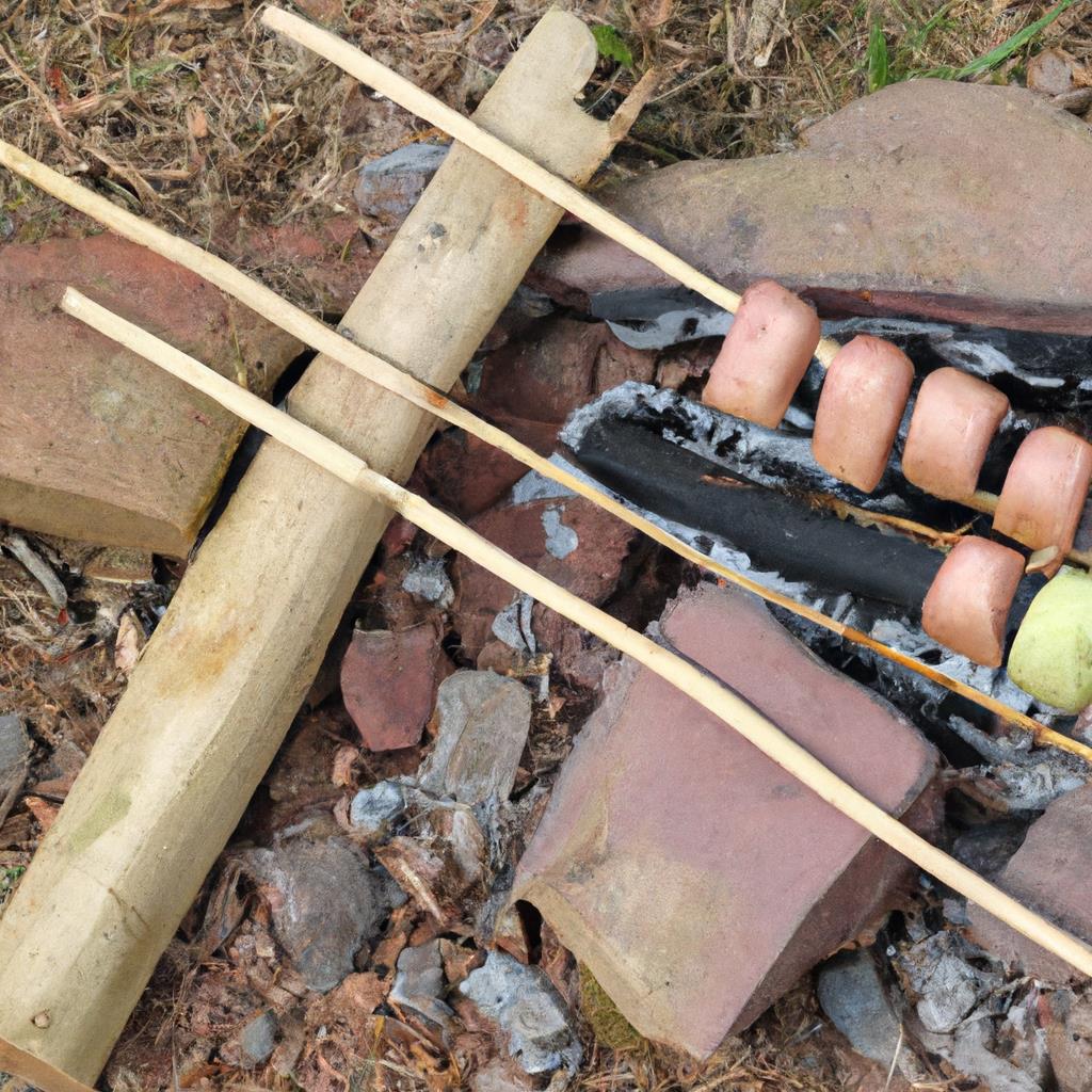 camping, outdoor cooking, roasting sticks, campfire meal, DIY