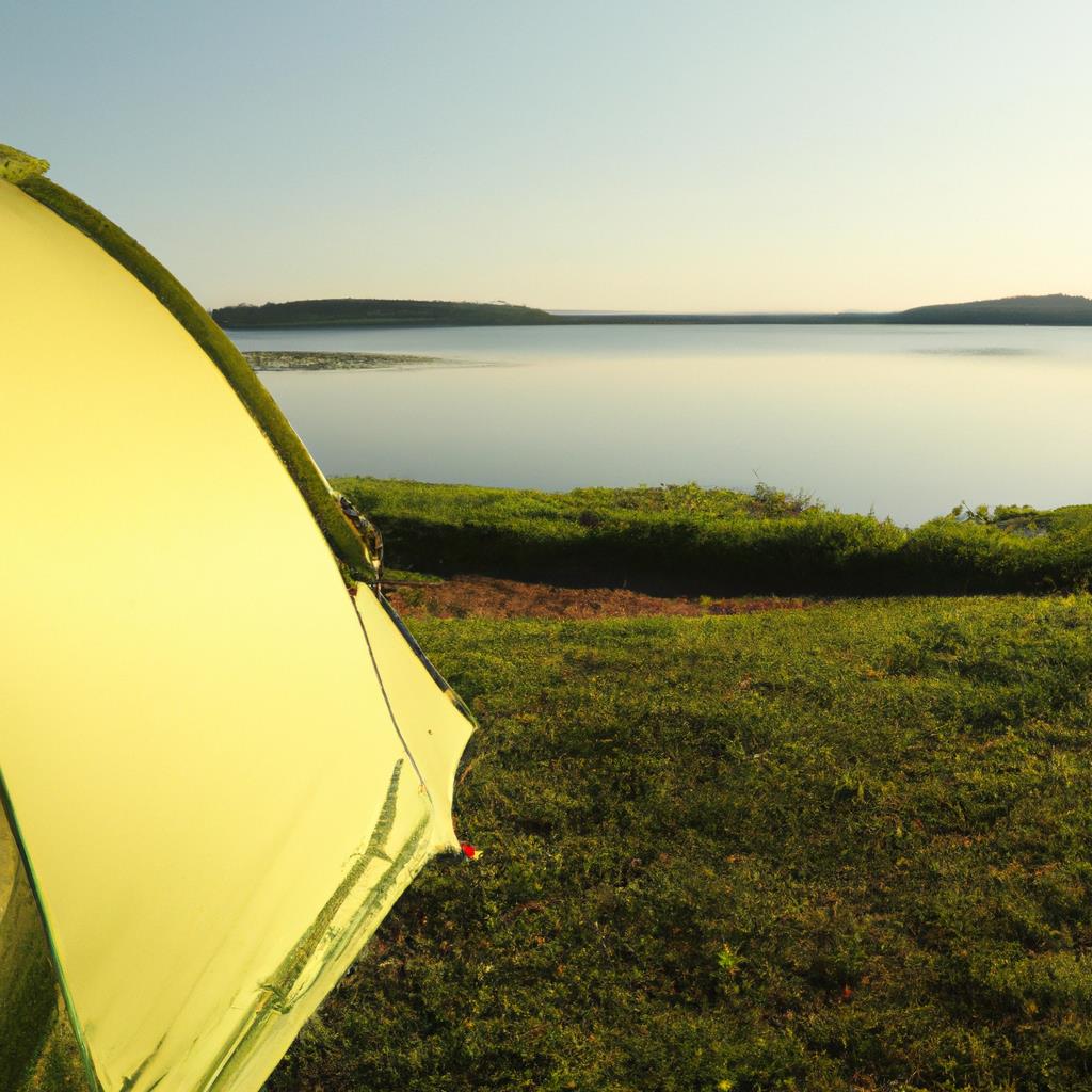 camping, tenting, lake, outdoor, nature